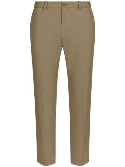 Shop Dolce & Gabbana Mid-rise Tapered Chino Trousers In Green