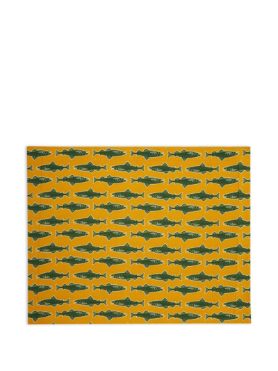 Shop La Doublej Como Fish-print Tablemat (set Of Two) In Yellow