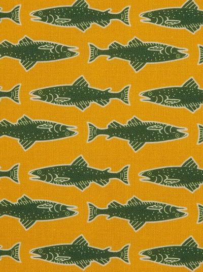 Shop La Doublej Como Fish-print Tablemat (set Of Two) In Yellow