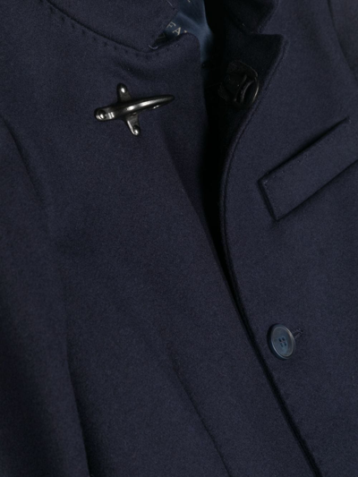 Shop Fay Hook-detail Single-breasted Coat In Blue