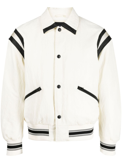 Shop Emporio Armani Logo-embroidered Bomber Jacket In White