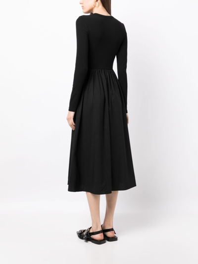 Shop B+ab Long-sleeved A-line Midi Dress In Black