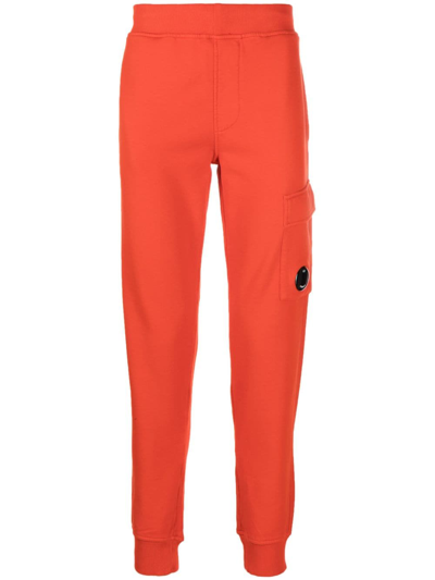 Shop C.p. Company Lens-detail Cotton Track Pants In Orange