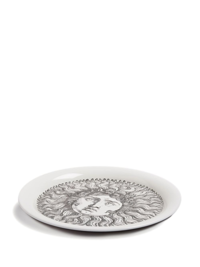 Shop Fornasetti Re Sole Motif-print Lacquered Tray In White