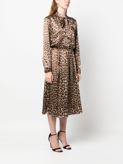 P.a.r.o.s.h Leopard-print Silk Midi Dress In Brown