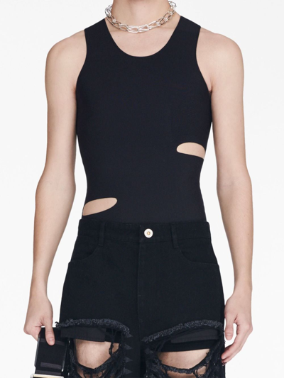 Shop Dion Lee Cinched Ripped-detail Tank Top In Black