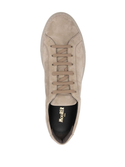 Shop Moorer Lace-up Suede Sneakers In Neutrals