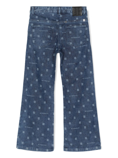 Givenchy 4g Cotton-blend Wide-leg Jeans In Blue