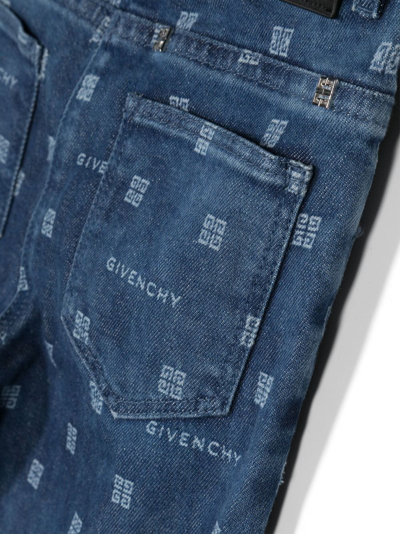 Givenchy 4g Cotton-blend Wide-leg Jeans In Blue