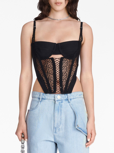 Shop Dion Lee Lace-up Corset Tank Top In Black