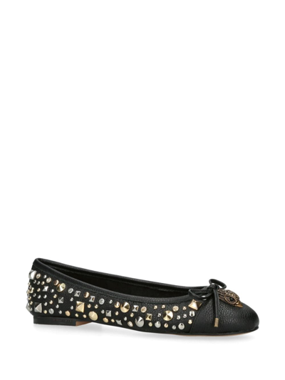 Shop Kurt Geiger Eagle Stud-embellished Ballerina Shoes In Black