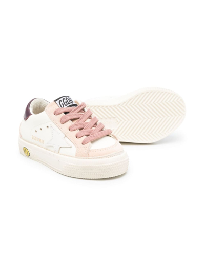 Shop Golden Goose May Leather Lace-up Sneakers In Neutrals