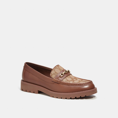 Shop Coach Outlet Brooks Loafer In Signature Jacquard In Brown
