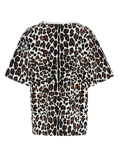 Dolce & Gabbana Crew Neck Flocked Cotton T-shirt With Animal Motif In Multicolor