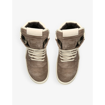 Shop Rick Owens Womens Brown/oth Geobasket Lace-up Suede High-top Trainers