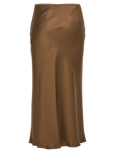 Shop Loro Piana Satin Skirt In Brown