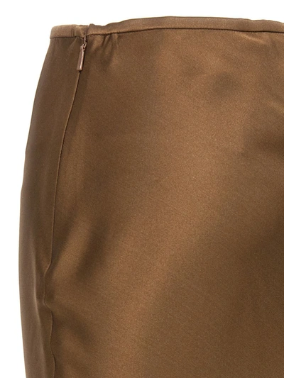 Shop Loro Piana Satin Skirt In Brown