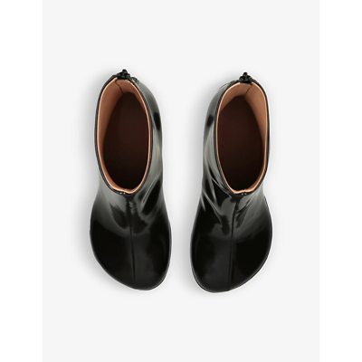 Shop Bottega Veneta Women's Black Atomic Almond-toe Leather Heeled Ankle Boots