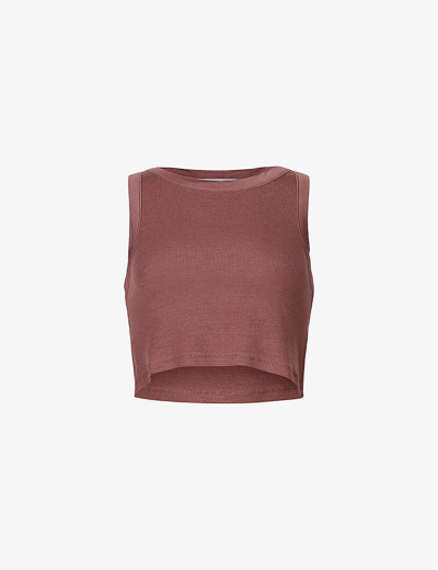 Shop Allsaints Rina Cropped Stretch-lyocell Tencel™ Top In Pink Mauve