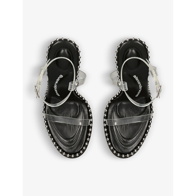 Shop Alexander Wang Women's Black Nova Studded Pvc Heeled Sandals