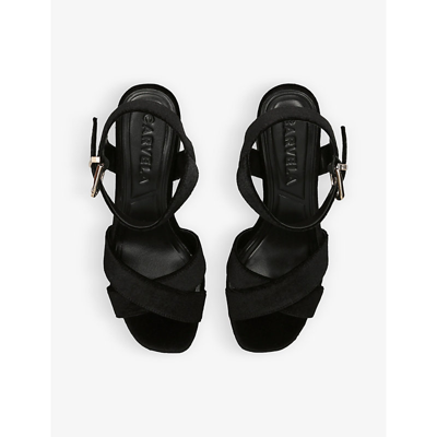 Shop Carvela Women's Black Serafina Cross-strap Velvet Platform Sandals