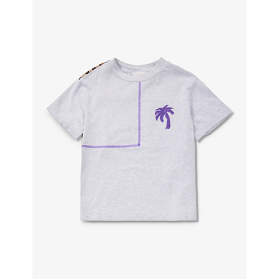 Shop Palm Angels Girls Melange Gr Kids Camo-patch Logo-print Cotton-jersey T-shirt 8-12 Years