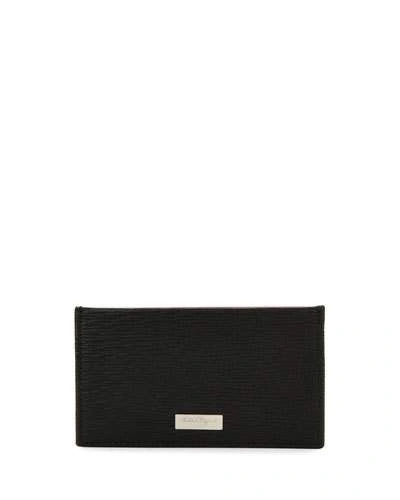 Ferragamo Revival Leather Bi-fold Card Case, Black/red