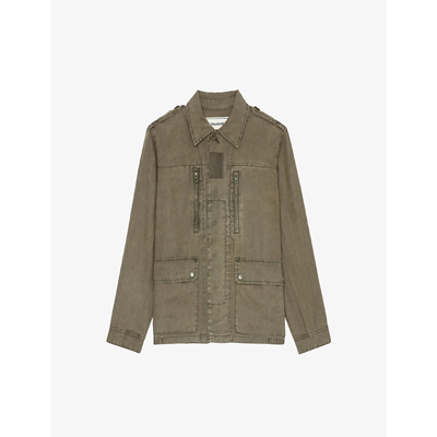 Shop Zadig & Voltaire Zadig&voltaire Womens Laurier Kid 'art Is Truth' Embroidered Linen Jacket