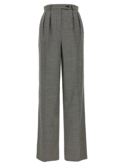Rochas Trousers Checked Wide Leg In White/black