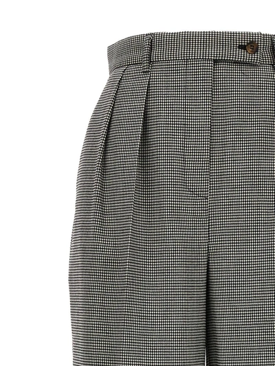Rochas Trousers Checked Wide Leg In White/black