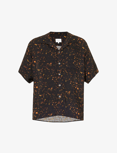 Shop Rhude Mens Black Multi Tortoise Brand-embroidered Boxy-fit Rayon Shirt