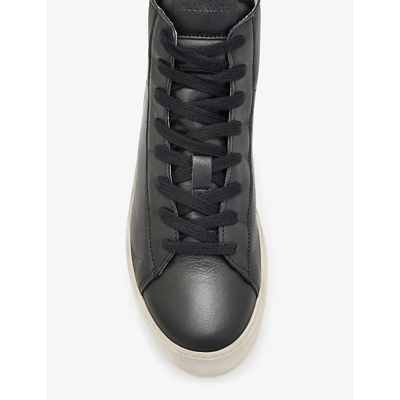 Shop Allsaints Tana Logo-print Leather High-top Trainers In Black