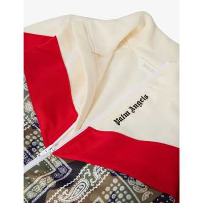 Shop Palm Angels Boys White Blac Kids Camo-patch Logo-print Woven Jacket 8-12 Years