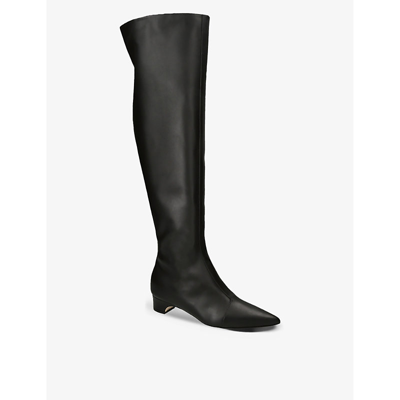 Shop Manolo Blahnik Womens Black Porreta 30 Knee-high Leather Boots