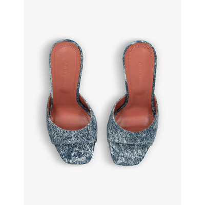 Shop Amina Muaddi Dalida Platform-sole Denim Sandals In Blue