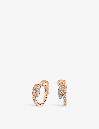 Shop Bvlgari Womens Rose Gold Serpenti Viper 18ct Rose-gold And 0.75ct Diamond Earrings