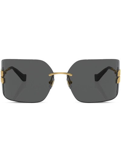 Miu Miu Mu 54ys 80 Rimless Titanium Wrap Sunglasses In Black