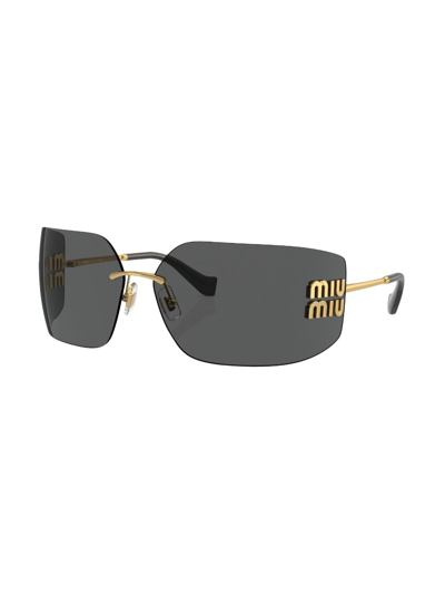 Miu Miu Mu 54ys 80 Rimless Titanium Wrap Sunglasses In Black