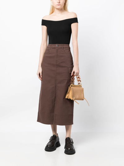 B+ab High-waisted Midi Skirt In Braun