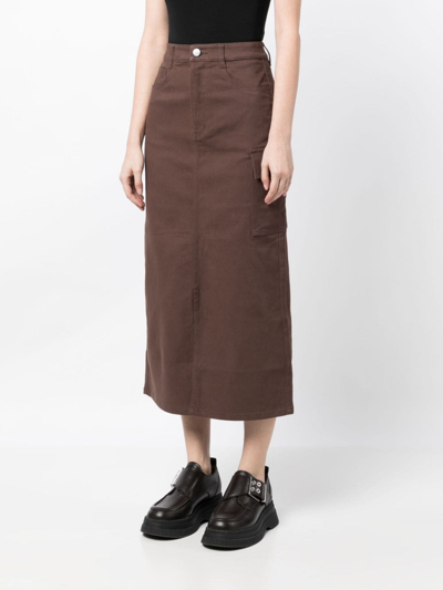 B+ab High-waisted Midi Skirt In Braun