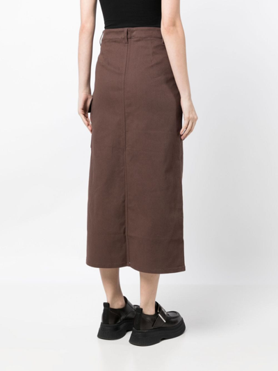 B+ab High-waisted Midi Skirt In Braun