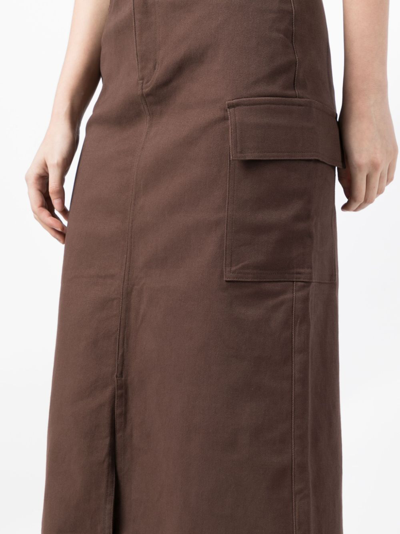 B+ab High-waisted Midi Skirt In Braun
