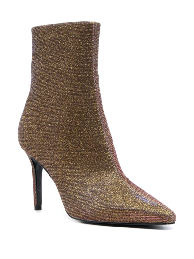 Shop Versace Jeans Couture Scarlett 90mm Metallic Ankle Boots In Gold