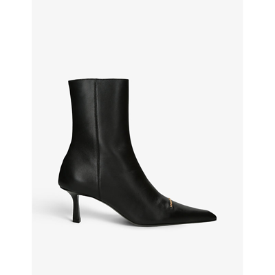 Shop Alexander Wang Viola 65 Leather Heeled Ankle Boots In Black