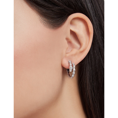 Shop Bvlgari Womens White Gold Serpenti Viper 18ct White-gold And 0.75ct Diamond Earrings