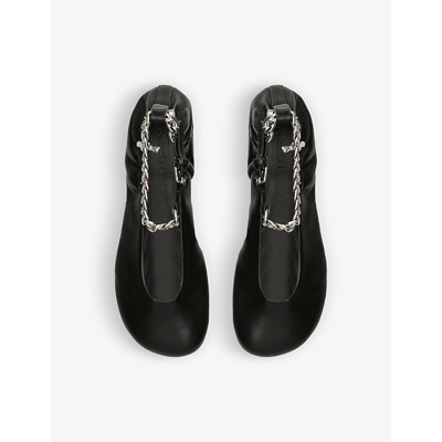 Shop Jw Anderson Charm-embellished Leather Ballet Flats In Black