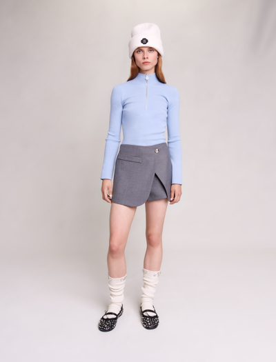 Maje Short Wraparound Skirt In Grey