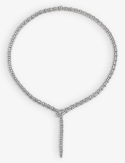Shop Bvlgari Womens White Gold Serpenti Viper 18ct White-gold And 8.21ct Diamond Necklace