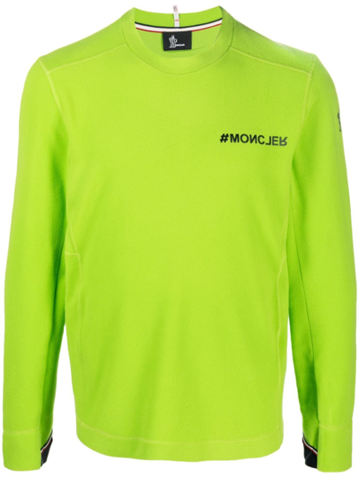 Shop Moncler Logo-print Crew-neck Sweatshirt In Green