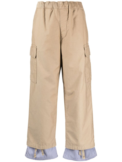 Shop Undercover Layered-design Cotton Trousers In Brown